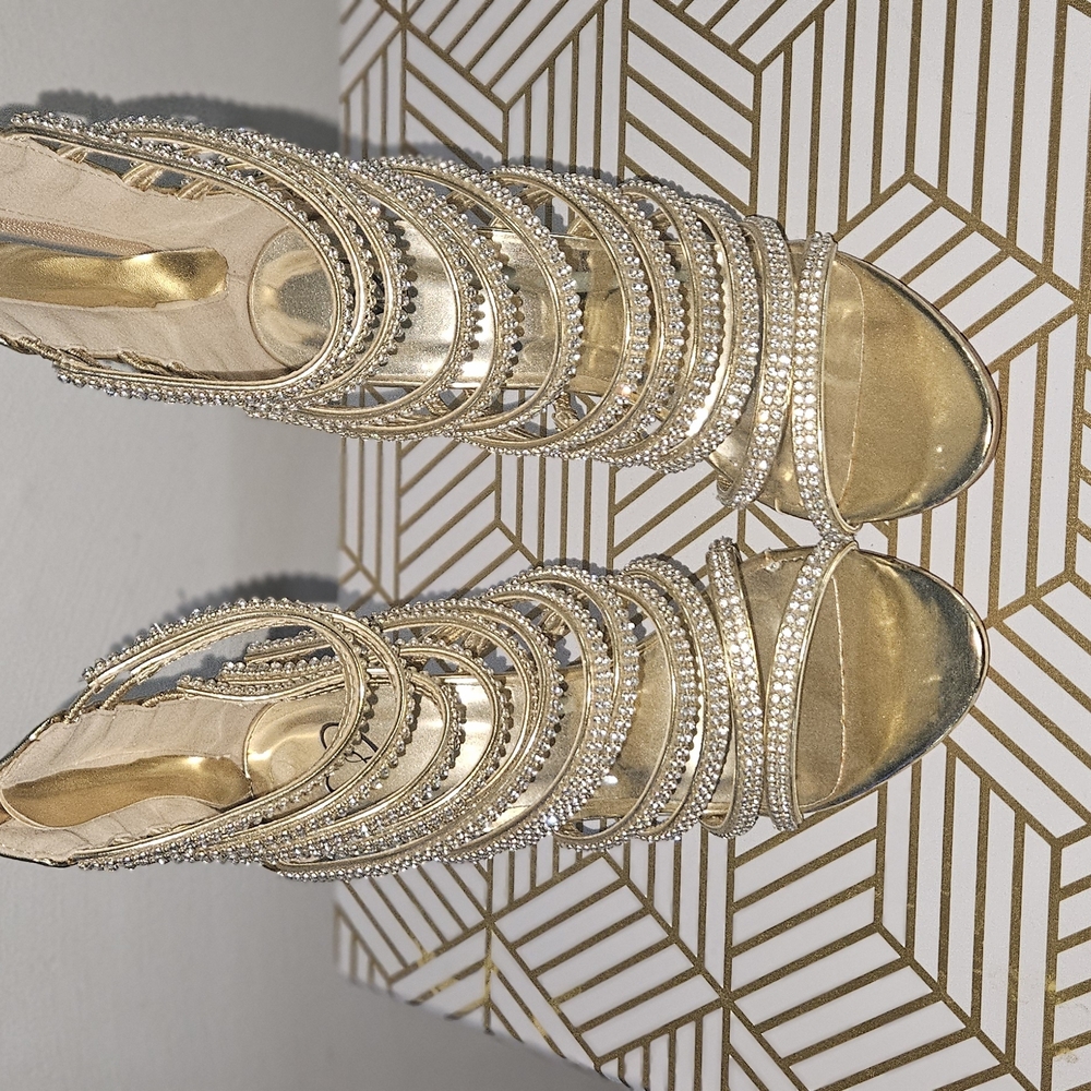 Elegant Gold Strappy Women's Heels